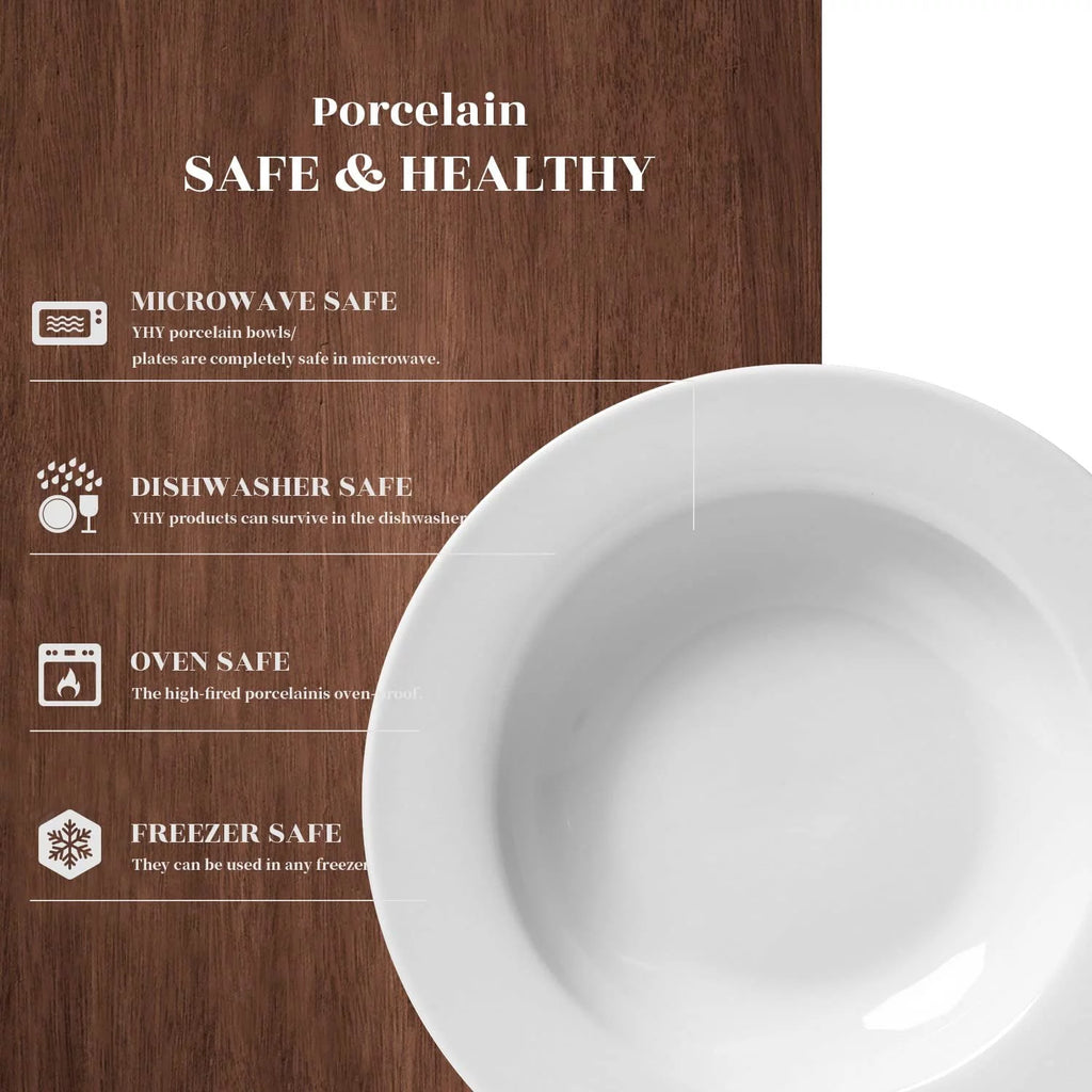 White Porcelain Rimmed Soup Bowls Set of 4 E476817