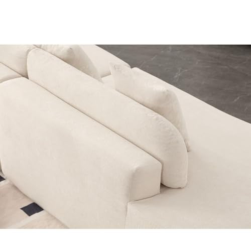 Beige Terry Cloth Modular Sectional Sofa with 3 Pillows G454169