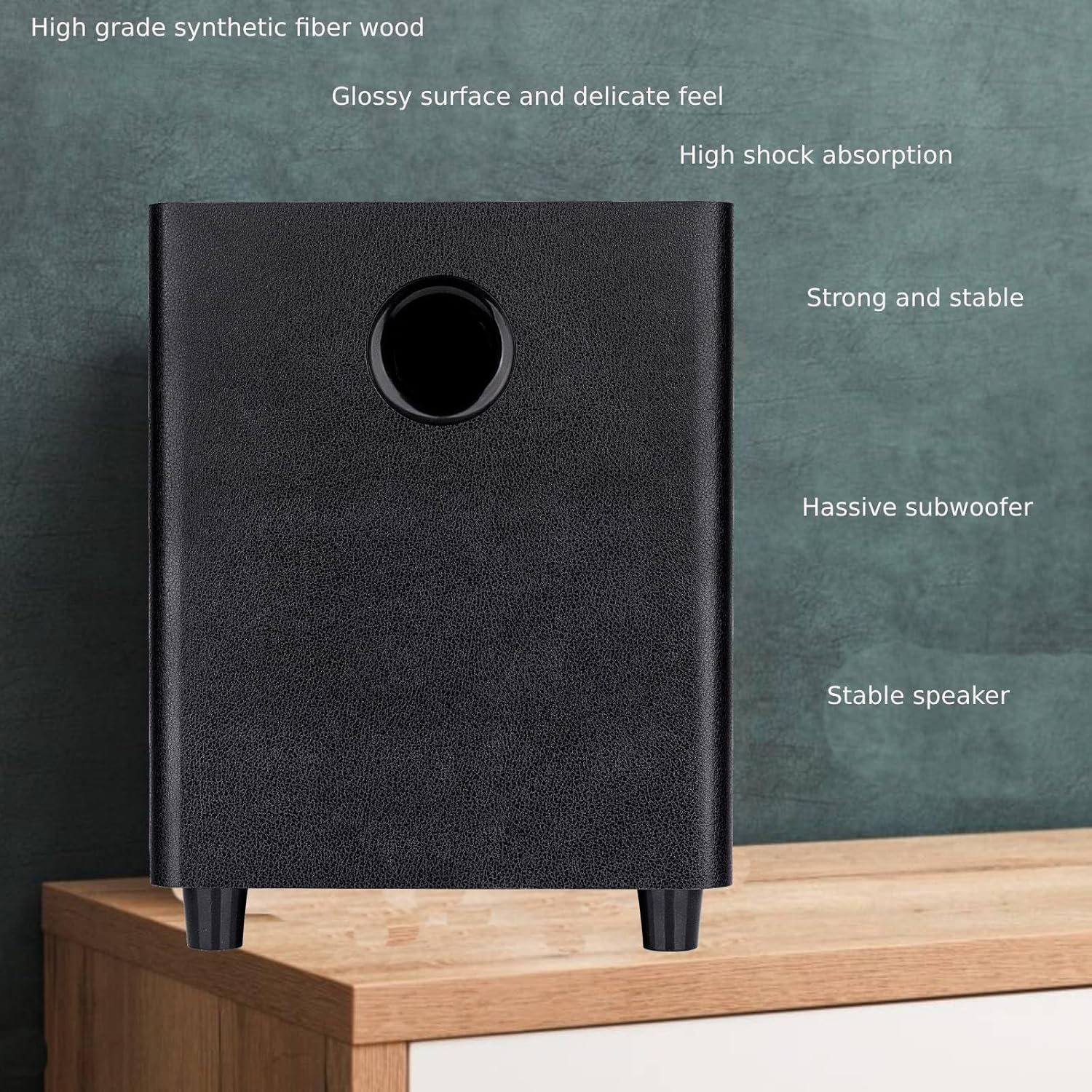 Black 8 Inch Passive Subwoofer Wood Material F7076