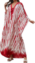 Red Tie Dye Caftan Dress B6751