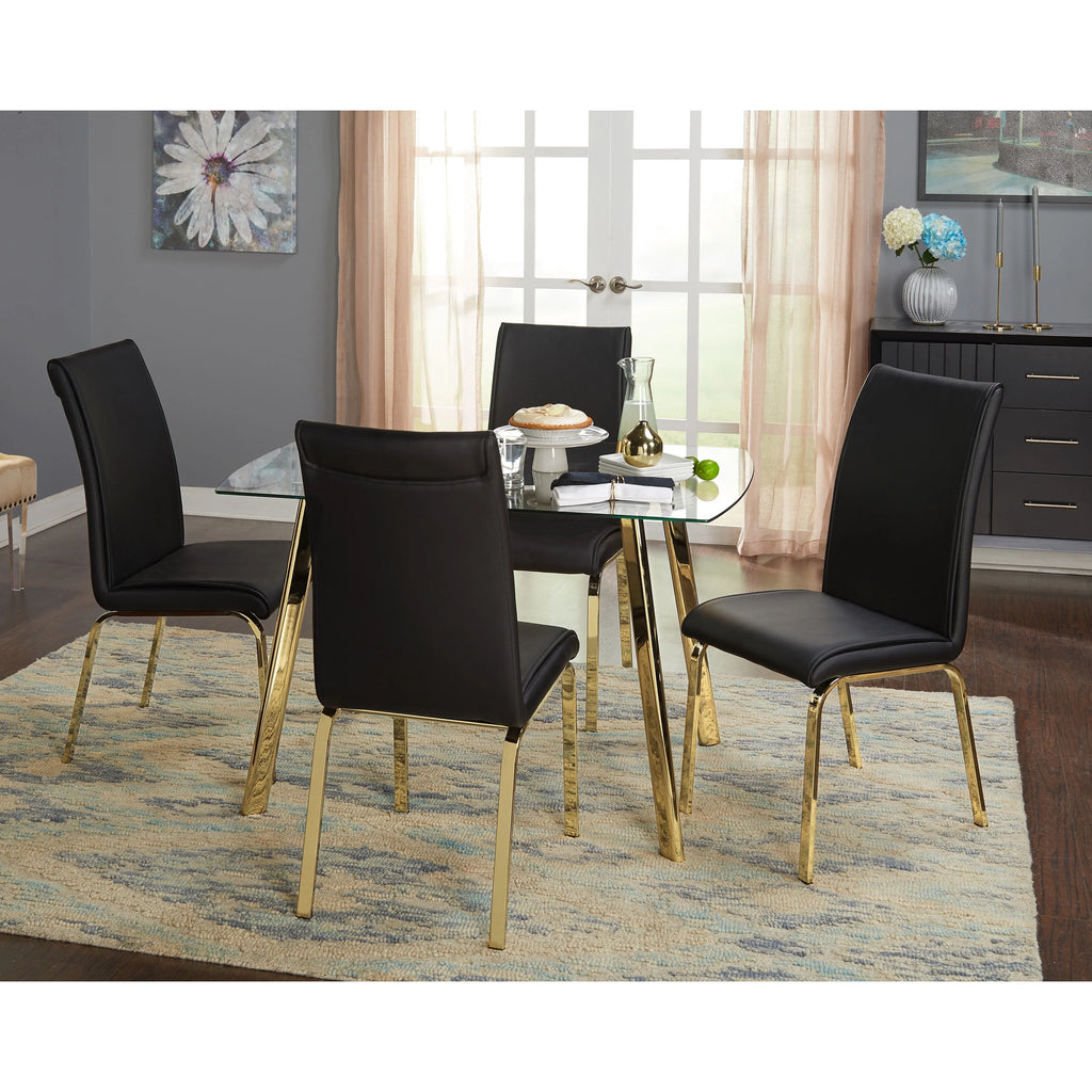 Gold Faux Leather Parsons Chairs Set of 2 Black W556470