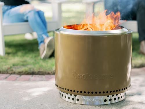 Bronze 19.5 Inch Stainless Steel Smokeless Fire Pit with Stand and Removable Ash Pan H644525