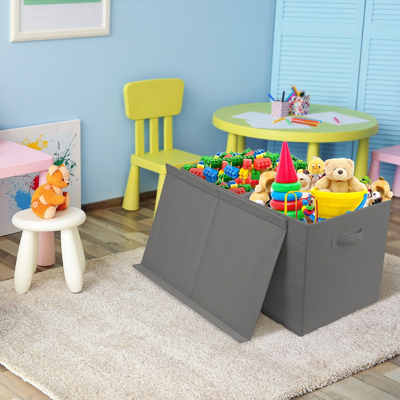 Large Toy Chest with Flip-Top Lid (Gray) Y30924
