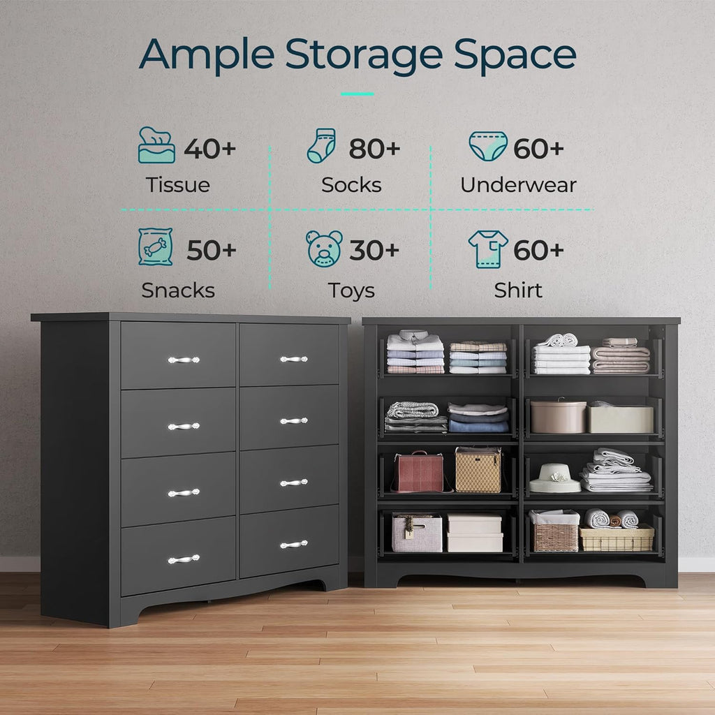 Black 8 Drawer Wood Dresser I581982