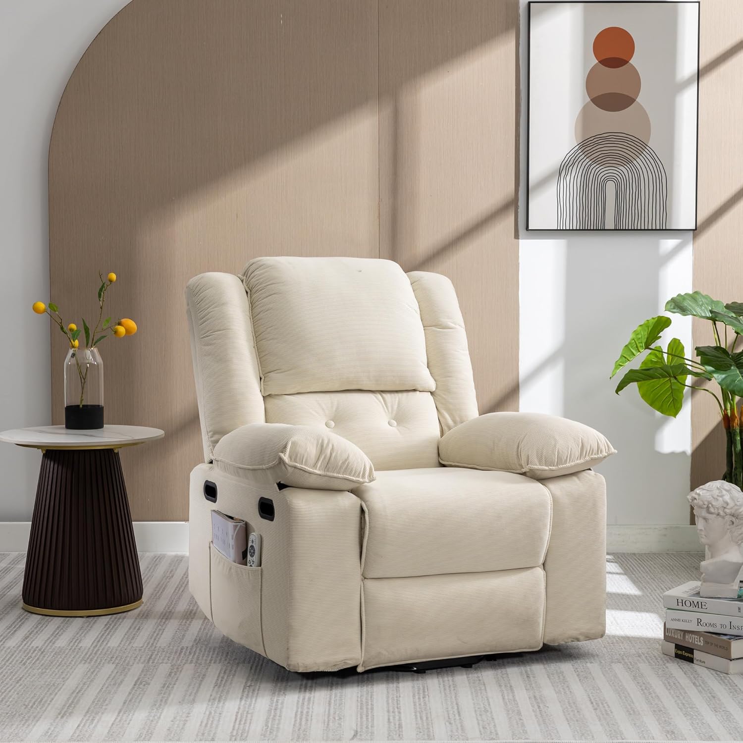Beige Power Lift Massage Recliner Chair R3311