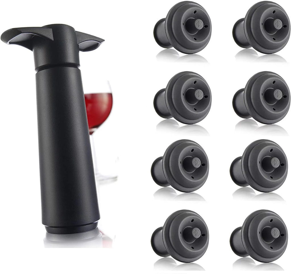 Wine Saver Pump Black with 8 Stoppers C46902