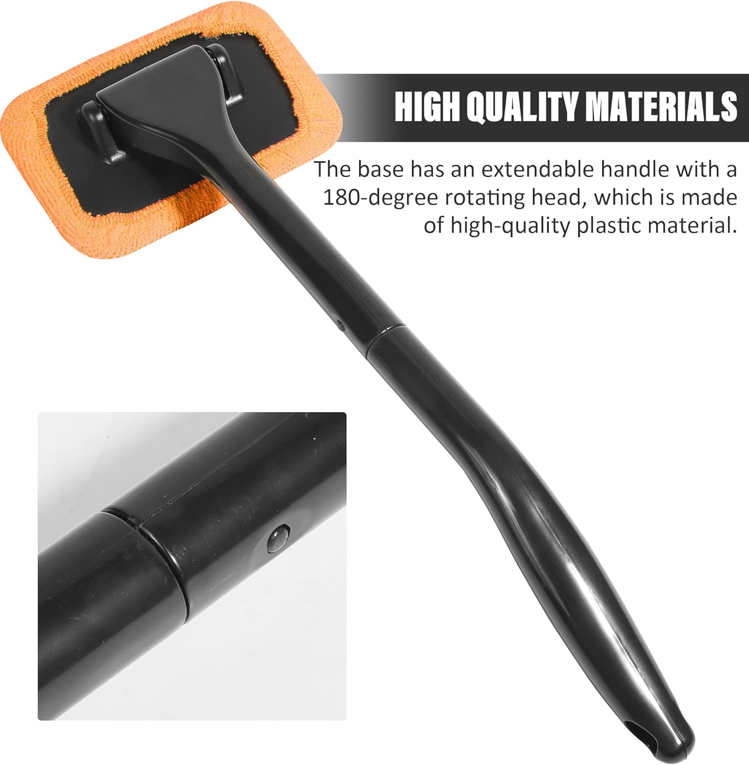 Car Window Cleaner Tool with Extendable Handle and Microfiber Cloth H67587