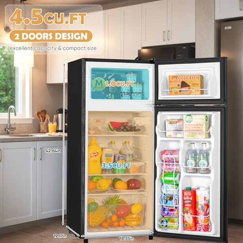 4.5 Cu.ft Mini Fridge with Freezer, 2 Doors, Adjustable Shelves S835763