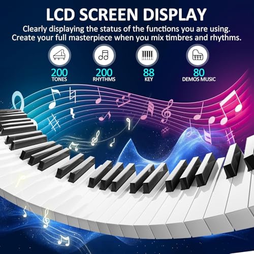 88 Key Semi Weighted Digital Piano with Sustain Pedal, Stand, Carrying Case, Headphones L99838