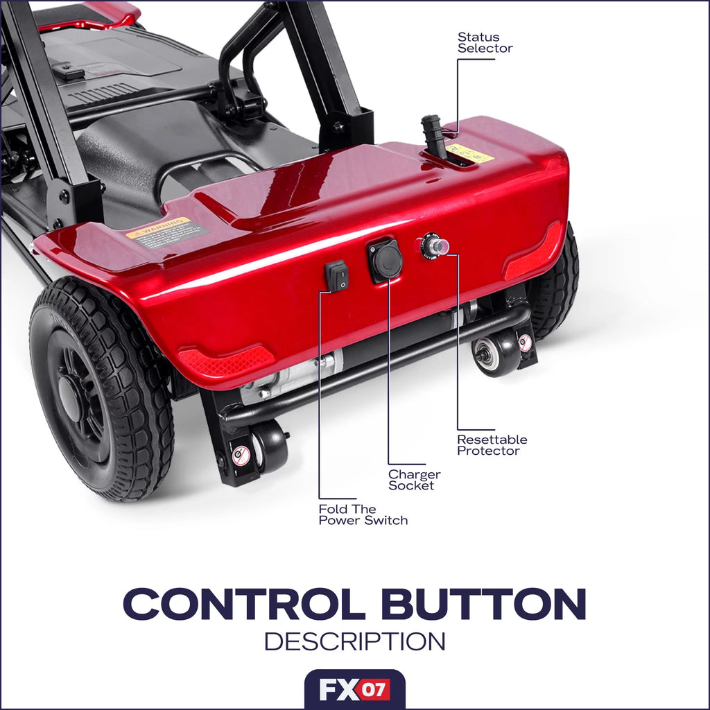 Red Automatic Foldable Mobility Scooter N3957
