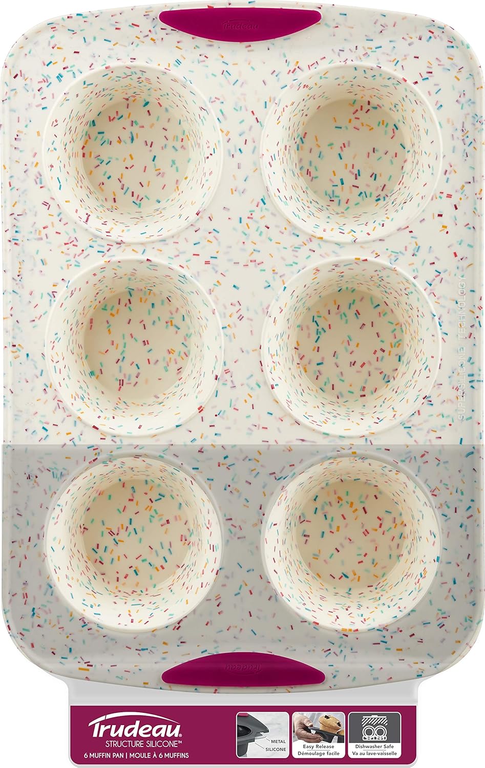 White Confetti 6 Cup Jumbo Muffin Pan Silicone Bakeware P16924