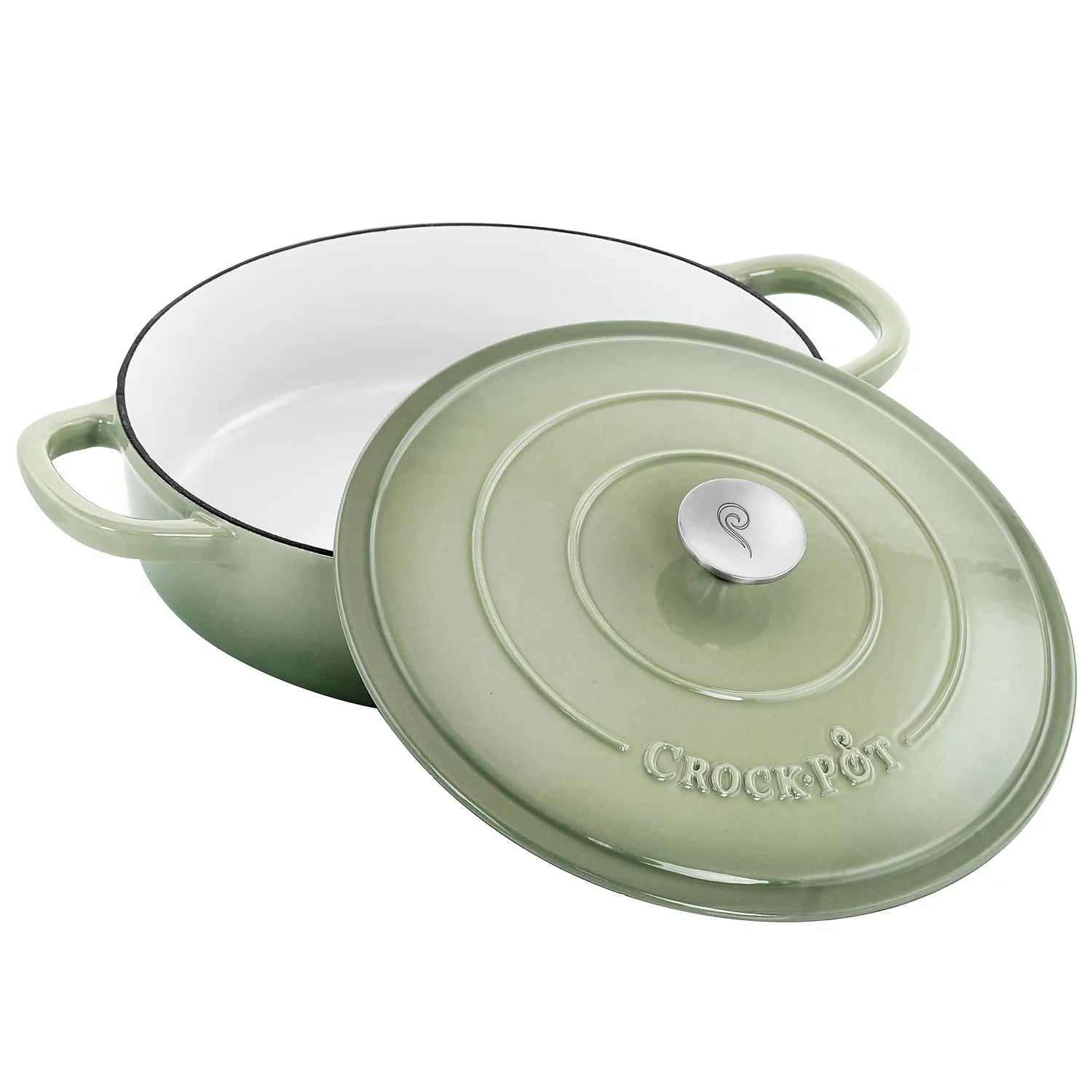 5 Quart Enameled Cast Iron Braiser Pan with Lid in Pistachio Green I294
