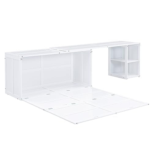 Grey Queen Size Murphy Bed with Storage Shelves Q9436