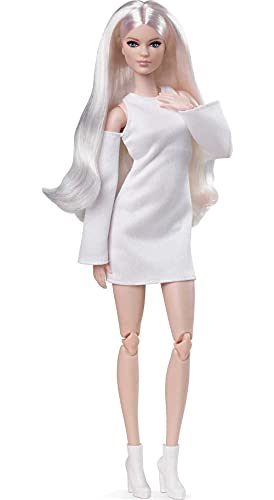 Barbie Looks Doll (Tall, Blonde) Fully Posable Fashion Doll Wearing White Dress & Platform Boots K23650
