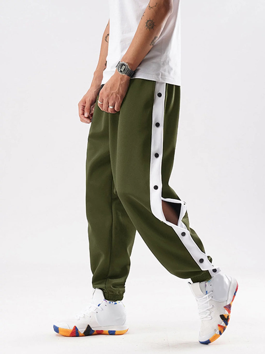 Men Tear Away Pants Quick Dry Loose Fit Basketball Pants Z747