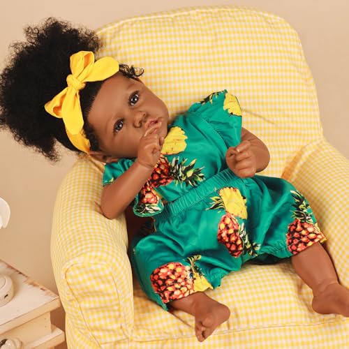 22.8 Inch Soft Body African American Reborn Baby Doll X163