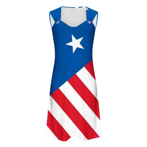 Casual American Flag Sleeveless Tank Dress P9654