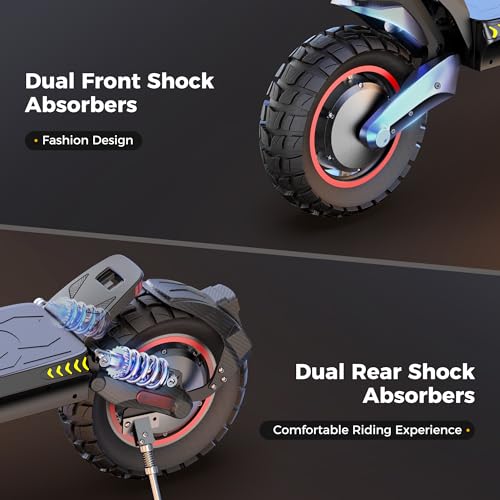 Electric Scooter with 50 Miles Long Range, 38 MPH Top Speed, 12" Offroad Pneumatic Tire E901