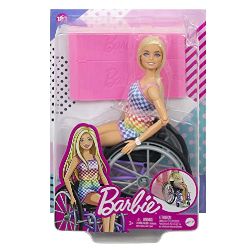 Wheelchair & Ramp Doll with Wavy Blonde Hair & Tropical-Print Outfit O93850