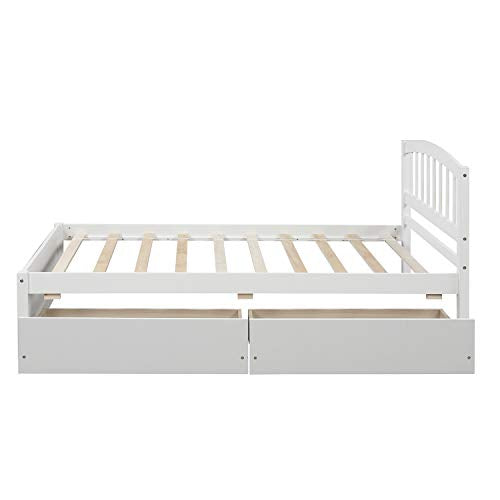Twin Size Solid Wood Platform Bed with 2 Storage Drawers G506048
