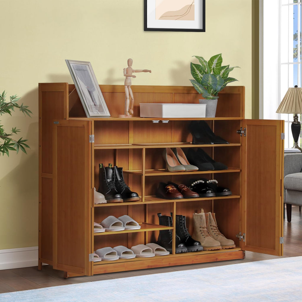 5 Tier Bamboo Shoe Cabinet with Doors H204343