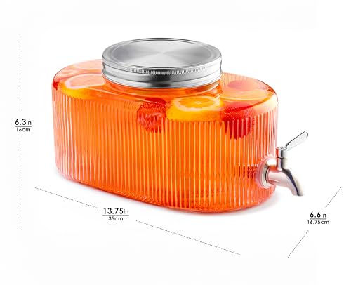 Glass Drink Dispenser, 5L 1.32 Gallon Stainless Steel Spigot Y4711