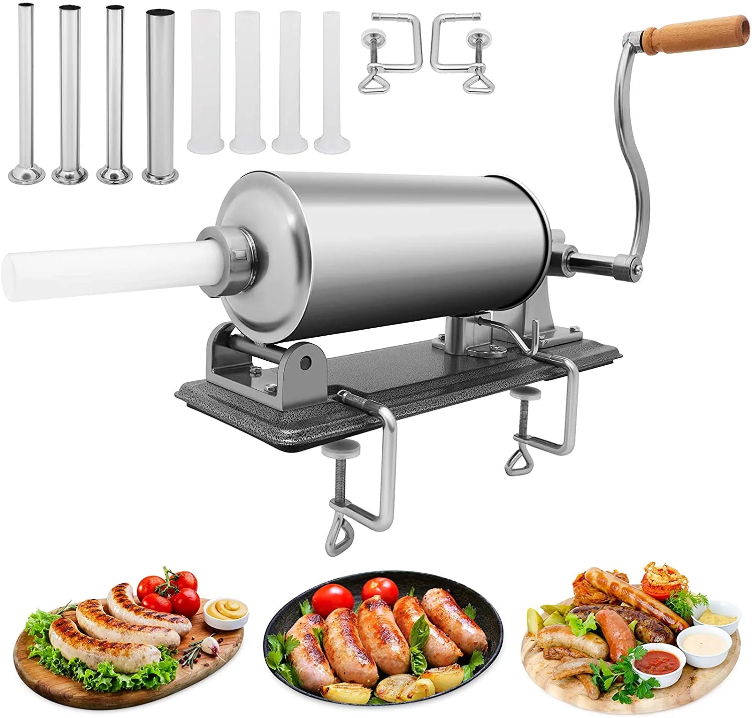 6.5LBS Stainless Steel Sausage Stuffer with 8 Tubes U4914