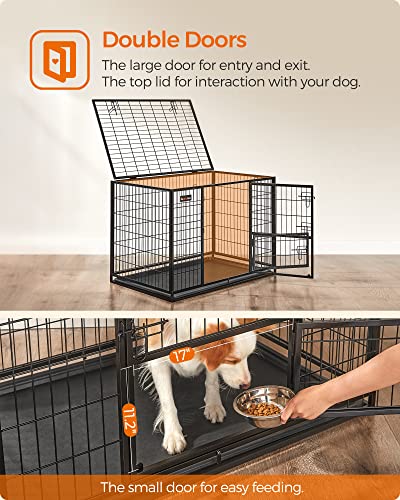 Black Metal Dog Crate with Removable Tray, 36.4 x 22.6 x 25.2 Inches Q636546