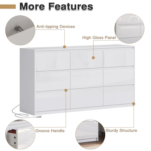 10 Drawer White High Gloss Dresser Z7936