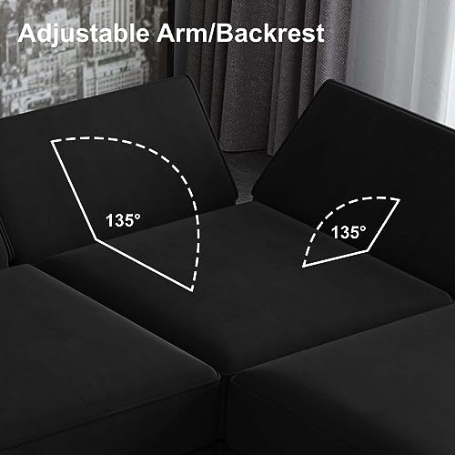 Modular U Shaped Sectional Sofa with Storage Seat Reversible Chaise Ottoman Velvet Fabric Z400270