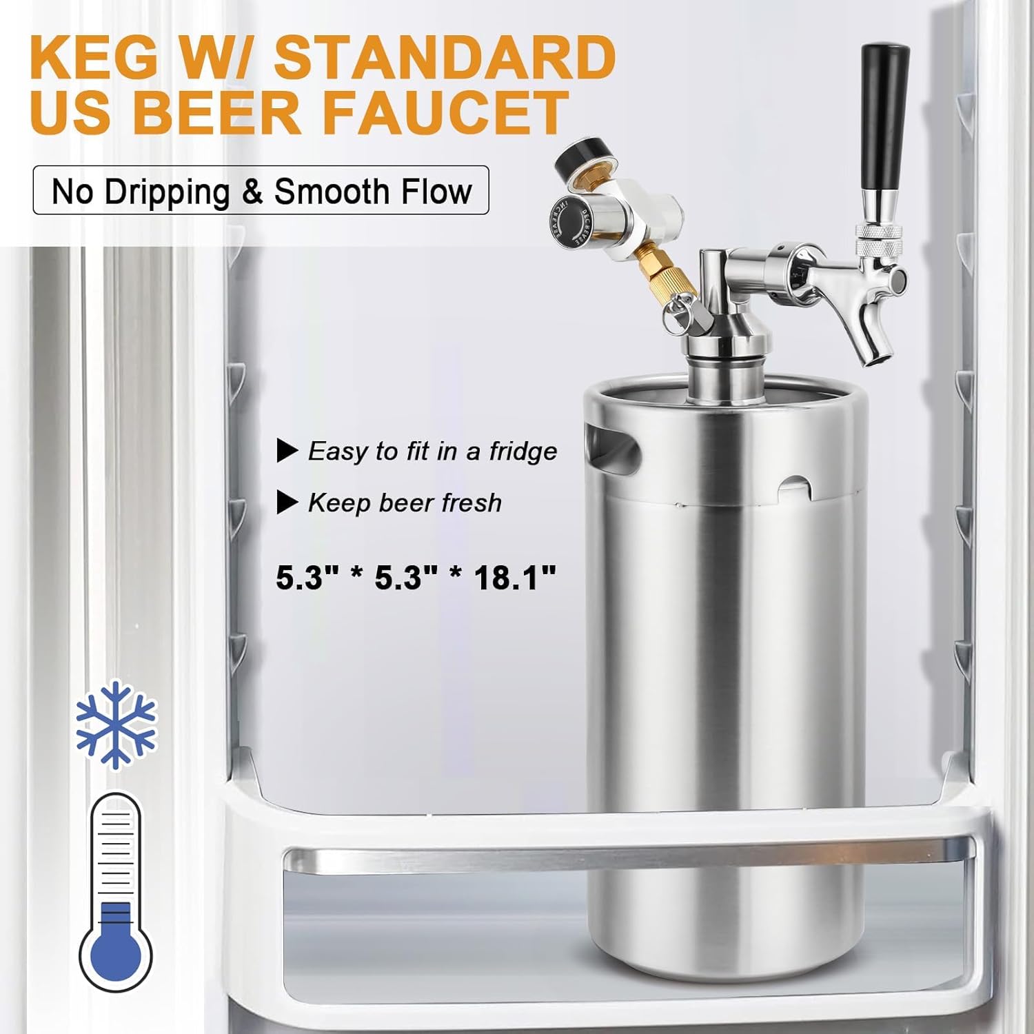 128oz Stainless Steel Mini Keg Beer Dispenser J439786