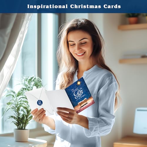 Boxed Christmas Cards with Envelopes & Stickers, Pack of 18 A161952