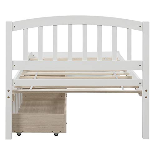 Twin Size Solid Wood Platform Bed with 2 Storage Drawers G506048