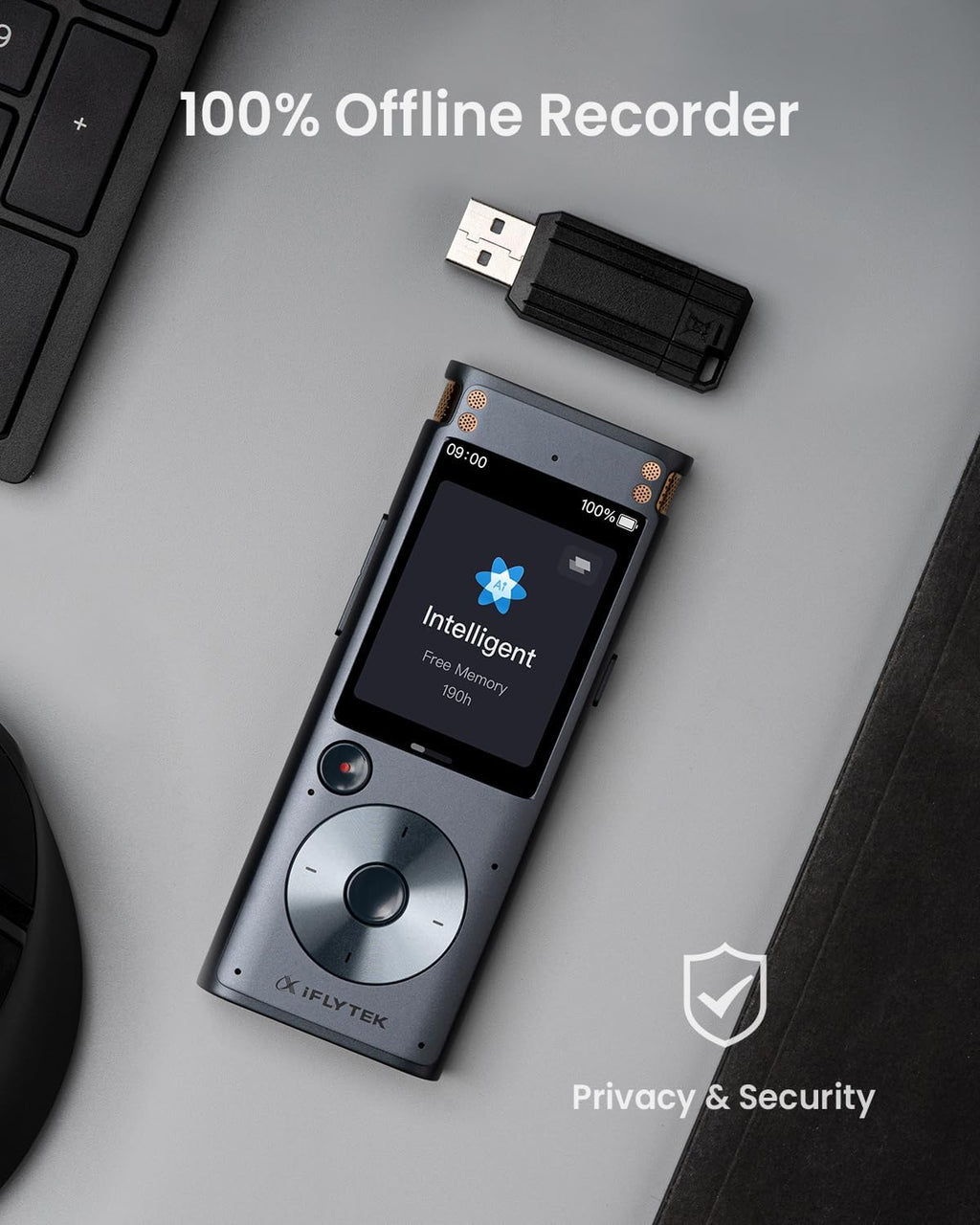 2-inch Touch Screen Voice Recorder with Playback C635868