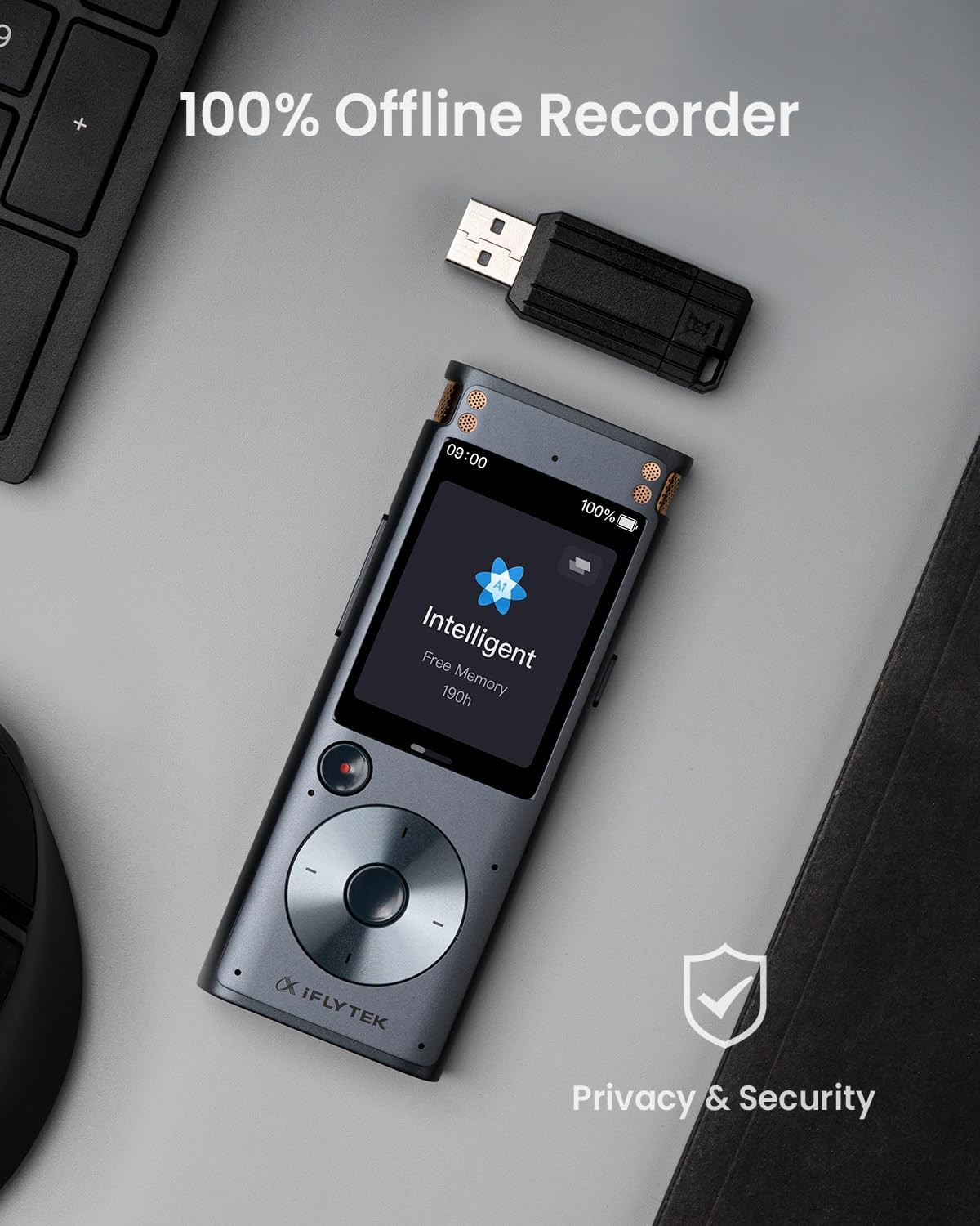 2-inch Touch Screen Voice Recorder with Playback C635868