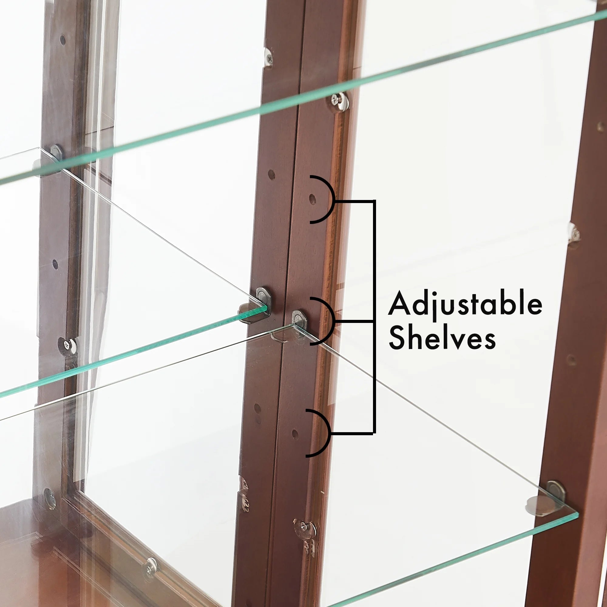Walnut 3 Shelf Tempered Glass Curio Cabinet M660