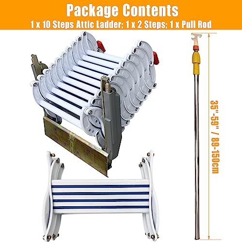 9.8 ft Wall Mounted Telescopic Folding Attic Ladder with Adjustable Height O3163