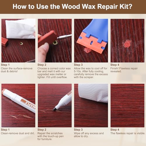 Blue Laminate Wood Floor Repair Kit with Wax Melting Tool, Hard Wax Filler, Marker Pen I909712