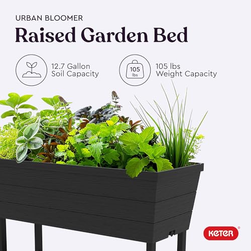 12.7 Gallon Dark Grey Raised Garden Bed Planter with Self Watering Gauge Z28978