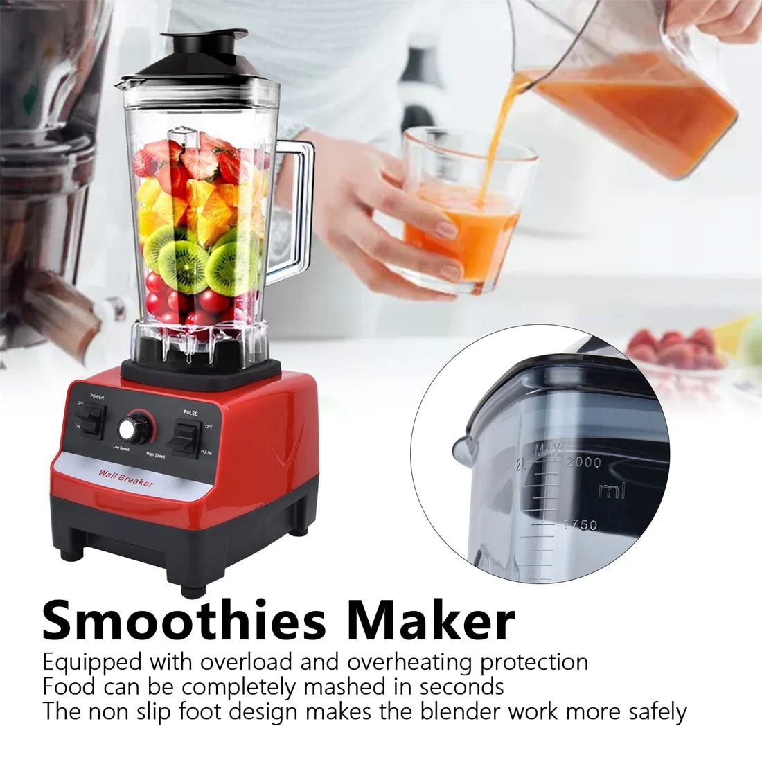 Professional Blender with Timer Stainless Steel Blades F360