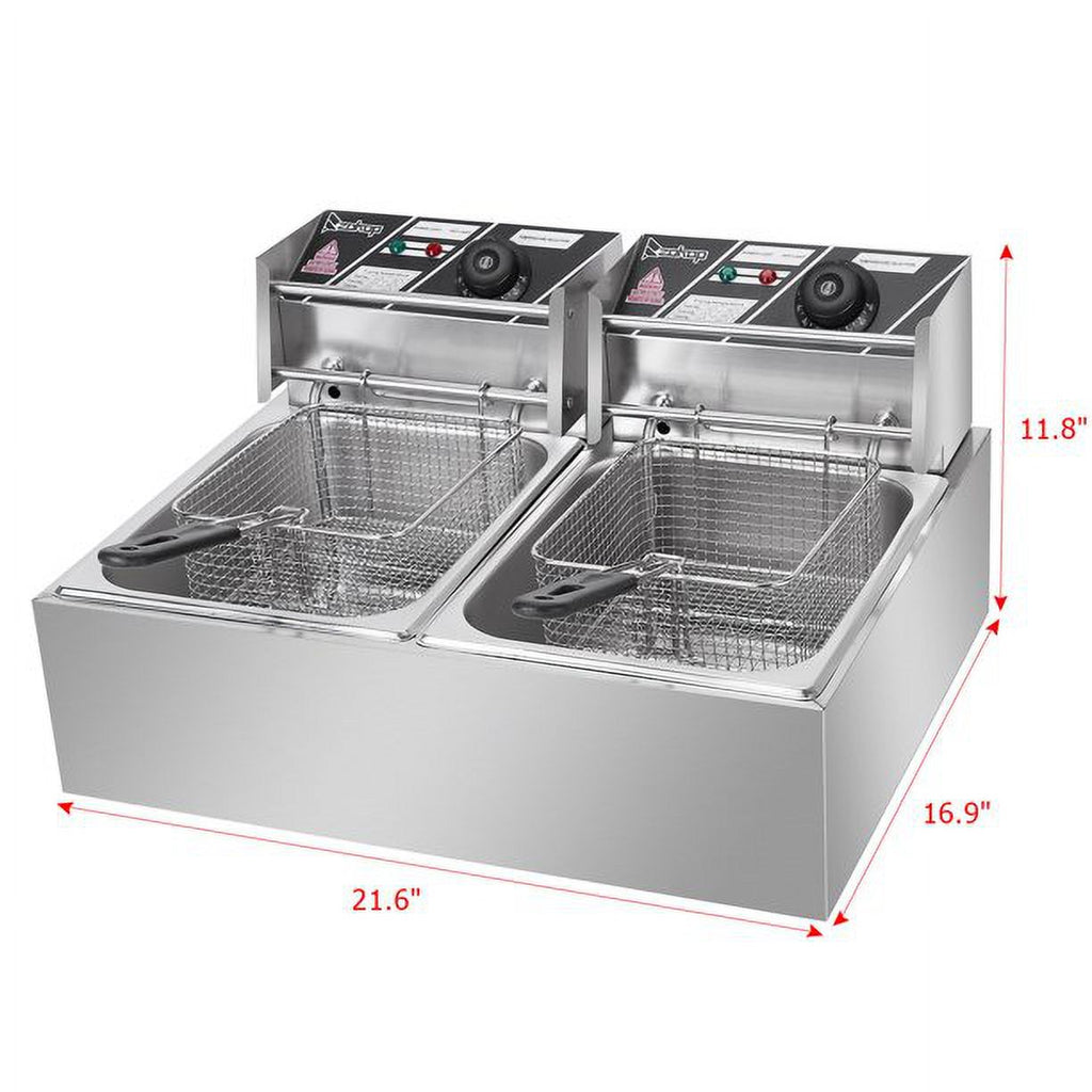 12.7QT 12L 5000W Dual Tank Stainless Steel Electric Deep Fryer G105