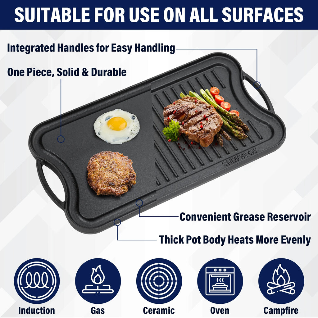 Preseasoned Cast Iron Reversible Griddle Plate Pan A451099