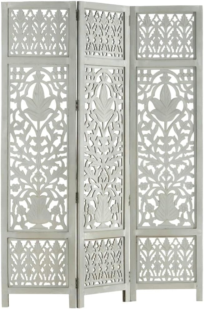 Gray 3-Panel Solid Wood Room Divider G72712