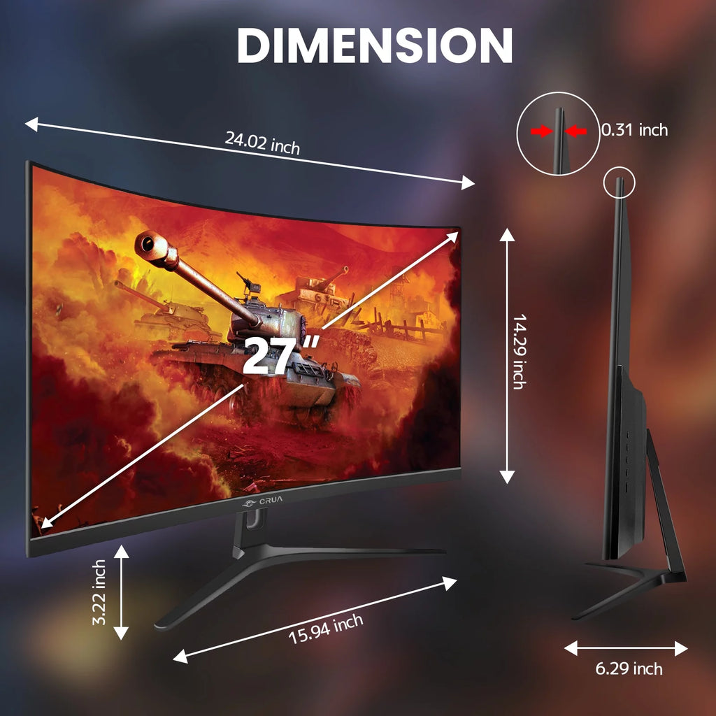 27 Curved Gaming Monitor FHD 1080P 1800R 1ms GTG Black I978