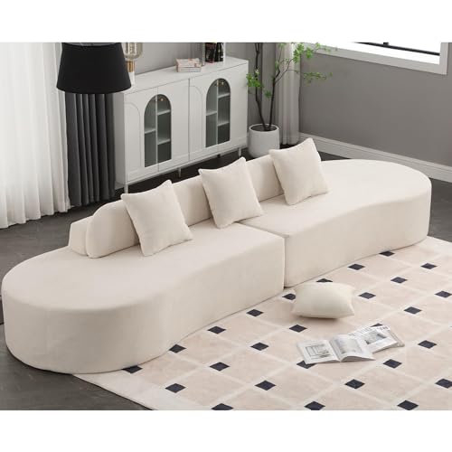 Beige Terry Cloth Modular Sectional Sofa with 3 Pillows G454169