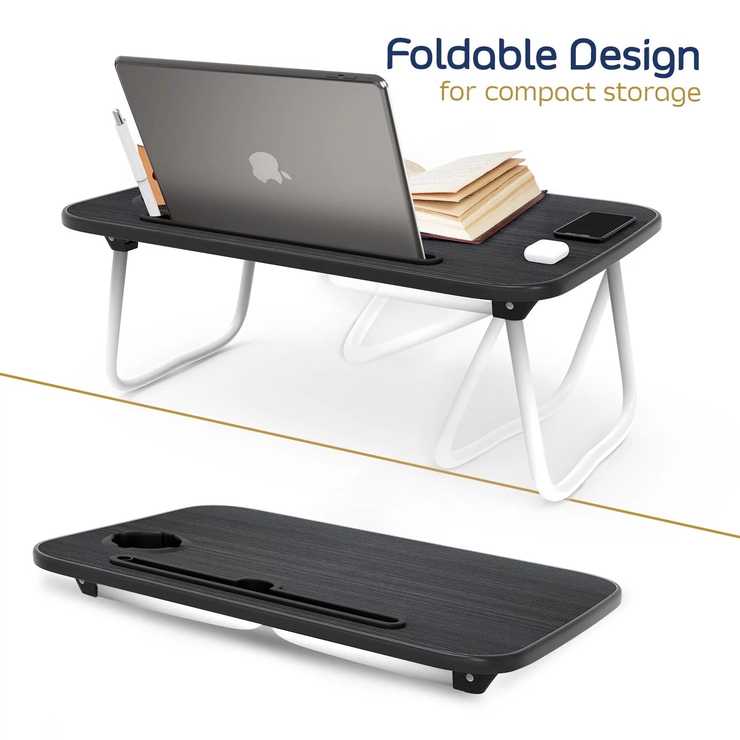 Adjustable Laptop Bed Tray Table with Foldable Legs A158688