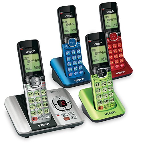 4-Handset DECT 6.0 Cordless Phone with Answering System and Caller ID, Wall-Mountable V61879