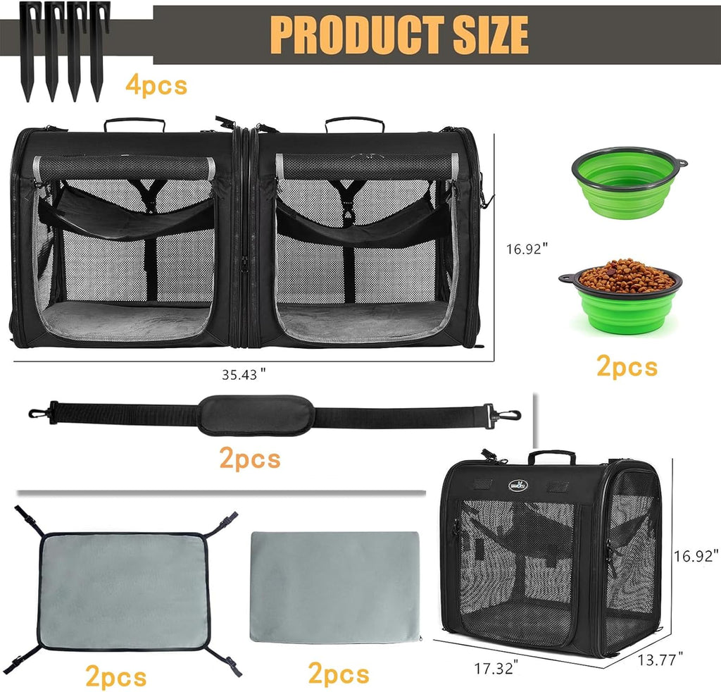 2-in-1 Pet Carrier for Small Dogs Cats Double Cat Carrier with Litter Box P362375