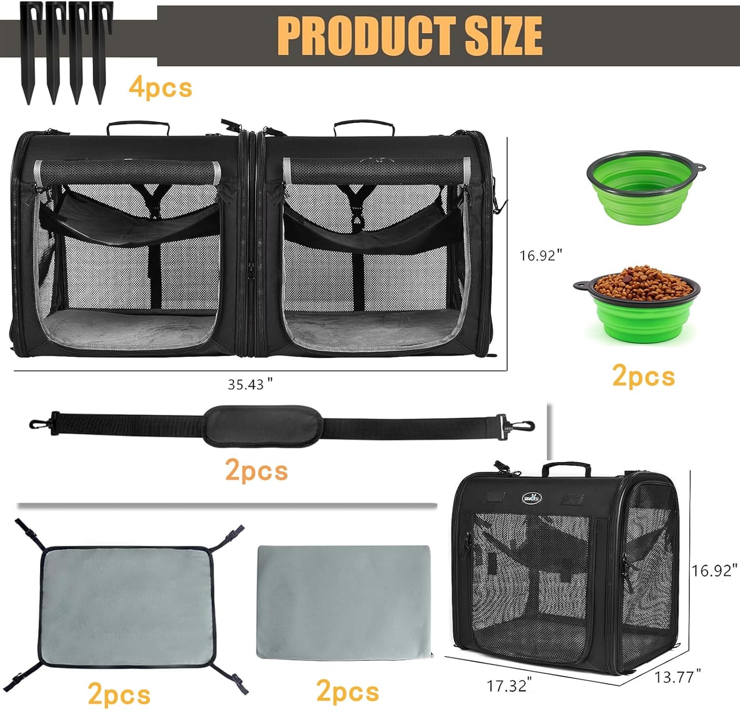 2-in-1 Pet Carrier for Small Dogs Cats Double Cat Carrier with Litter Box P362375
