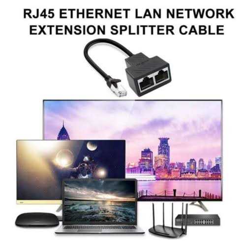 RJ45 Ethernet Splitter 1 Male to 2 Female Network Adapter R480656